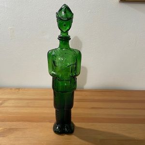Vintage Italian Green Art Glass Soldier Bottle Decanter